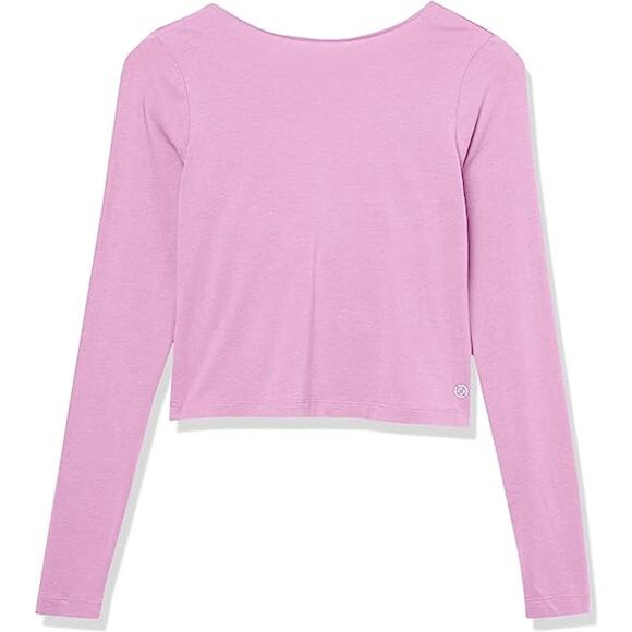New Core 10 Women's Cotton Cropped Long Sleeve Yoga Shirt Purple Mauve Large - Picture 2 of 2